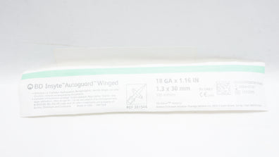 BD 381544 Insyte Autoguard Winged Shield I.V. Cath. 18Ga x 1.16inch 105mL/min(x)